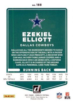 2021 Donruss #188 Ezekiel Elliott Back