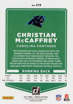 2021 Donruss #219 Christian McCaffrey Back