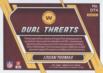 2021 Donruss Elite - Dual Threats #DT4 Logan Thomas Back