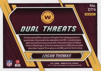 2021 Donruss Elite - Dual Threats Green #DT4 Logan Thomas Back