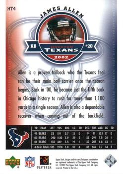 2002 Upper Deck Houston Texans Inaugural Season #HT4 James Allen Back