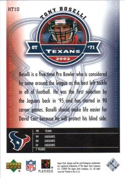 2002 Upper Deck Houston Texans Inaugural Season #HT10 Tony Boselli Back
