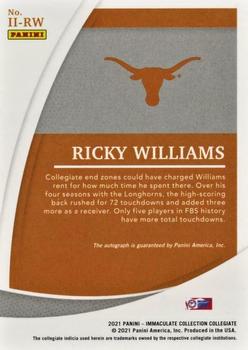2021 Panini Immaculate Collection Collegiate - Immaculate Ink Blue #II-RW Ricky Williams Back