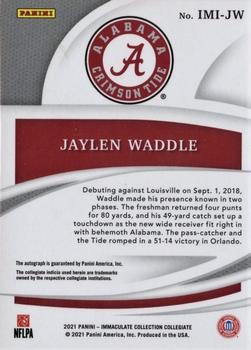 2021 Panini Immaculate Collection Collegiate - Immaculate Introductions #IMI-JW Jaylen Waddle Back