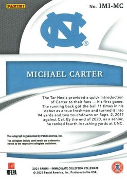 2021 Panini Immaculate Collection Collegiate - Immaculate Introductions #IMI-MC Michael Carter Back