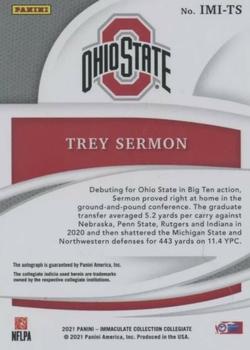 2021 Panini Immaculate Collection Collegiate - Immaculate Introductions #IMI-TS Trey Sermon Back