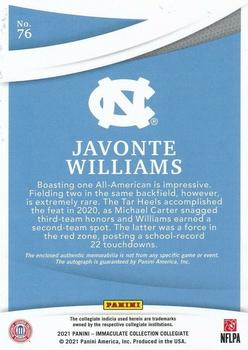 2021 Panini Immaculate Collection Collegiate - Rookie Patch Autographs Brand Logo #76 Javonte Williams Back