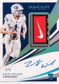 2021 Panini Immaculate Collection Collegiate - Rookie Patch Autographs Laundry Tag Brand Logo #53 Zach Wilson Front