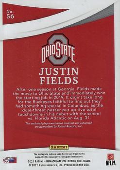 2021 Panini Immaculate Collection Collegiate - Rookie Patch Autographs Laundry Tag Brand Logo #56 Justin Fields Back