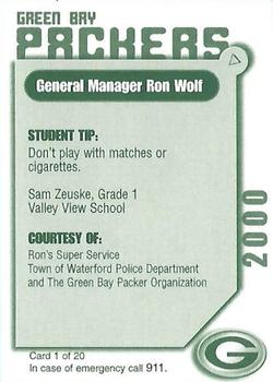 2000 Green Bay Packers Police - Ron's Super Service, Town of Waterford Police Department #1 Ron Wolf Back
