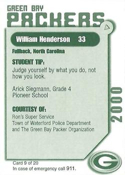 2000 Green Bay Packers Police - Ron's Super Service, Town of Waterford Police Department #9 William Henderson Back