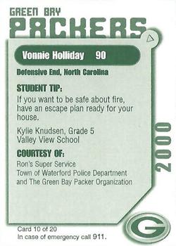 2000 Green Bay Packers Police - Ron's Super Service, Town of Waterford Police Department #10 Vonnie Holliday Back