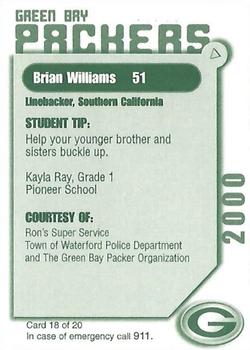 2000 Green Bay Packers Police - Ron's Super Service, Town of Waterford Police Department #18 Brian Williams Back