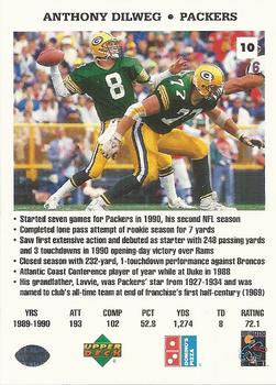 1991 Upper Deck Domino's The Quarterbacks #10 Anthony Dilweg Back