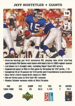 1991 Upper Deck Domino's The Quarterbacks #18 Jeff Hostetler Back