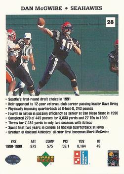 1991 Upper Deck Domino's The Quarterbacks #28 Dan McGwire Back