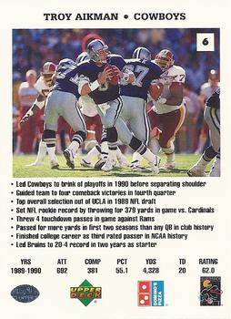 1991 Upper Deck Domino's The Quarterbacks #6 Troy Aikman Back