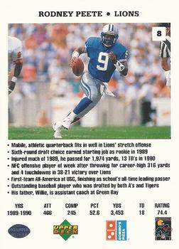 1991 Upper Deck Domino's The Quarterbacks #8 Rodney Peete Back