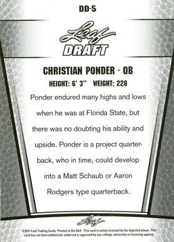 2011 Leaf Draft Draft Day Edition #DD-5 Christian Ponder Back