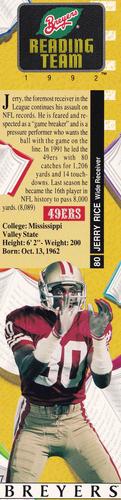 1992 Breyers Reading Team Bookmarks #7 Jerry Rice Front