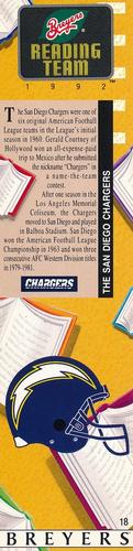 1992 Breyers Reading Team Bookmarks #18 San Diego Chargers Front