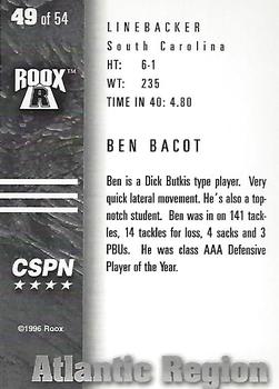 1996 Roox Prep Stars AT/EA/SE - Atlantic Region #49 Ben Bacot Back