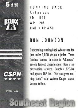 1996 Roox Prep Stars AT/EA/SE - Southeast Region #5 Ron Johnson Back