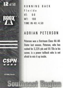 1996 Roox Prep Stars AT/EA/SE - Southeast Region #12 Adrian Peterson Back
