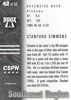 1996 Roox Prep Stars AT/EA/SE - Southeast Region #42 Stanford Simmons Back