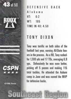 1996 Roox Prep Stars AT/EA/SE - Southeast Region #43 Tony Dixon Back