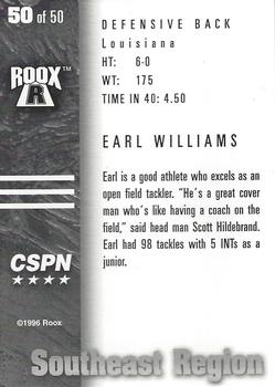 1996 Roox Prep Stars AT/EA/SE - Southeast Region #50 Earl Williams Back