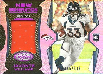 2021 Panini Certified - New Generation Jerseys Mirror Pink #NG-15 Javonte Williams Front