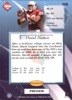 1999 Collector's Edge Masters - Foil Previews Silver #DB David Boston Back