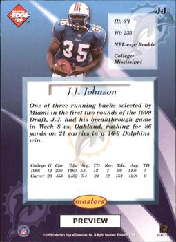 1999 Collector's Edge Masters - Foil Previews Silver #JJ J.J. Johnson Back