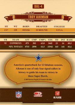 2007 Donruss Thanksgiving Dallas Cowboys #DAL-4 Troy Aikman Back