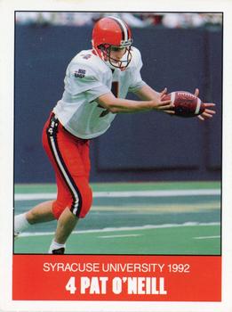 1992 Syracuse Orangemen Program Cards #2 Pat O'Neill Front
