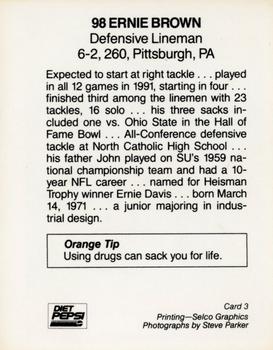 1992 Syracuse Orangemen Program Cards #3 Ernie Brown Back