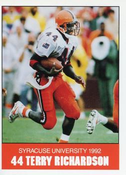 1992 Syracuse Orangemen Program Cards #7 Terry Richardson Front