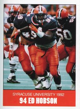 1992 Syracuse Orangemen Program Cards #28 Ed Hobson Front