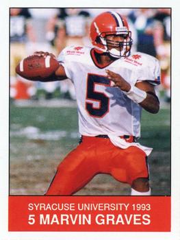 1993 Syracuse Orangemen Program Cards #1 Marvin Graves Front