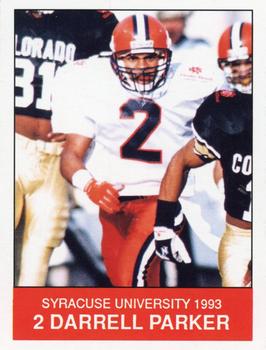 1993 Syracuse Orangemen Program Cards #2 Darrell Parker Front