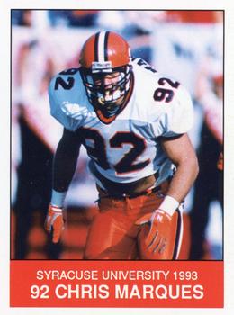 1993 Syracuse Orangemen Program Cards #12 Chris Marques Front