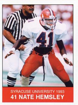 1993 Syracuse Orangemen Program Cards #23 Nate Hemsley Front