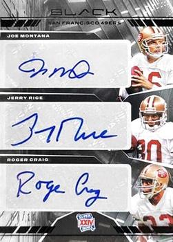 2021 Panini Black - Super Bowl Teammates Triple Autographs #SBT-SF Jerry Rice / Joe Montana / Roger Craig Front
