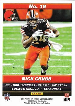 2021 Panini Sticker & Card Collection - Cards #19 Nick Chubb Back