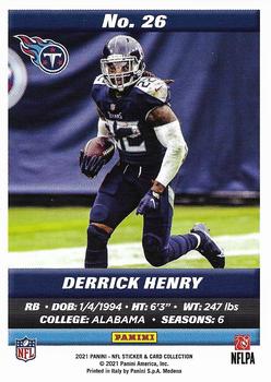 2021 Panini Sticker & Card Collection - Cards #26 Derrick Henry Back