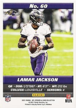 2021 Panini Sticker & Card Collection - Cards Silver #60 Lamar Jackson Back