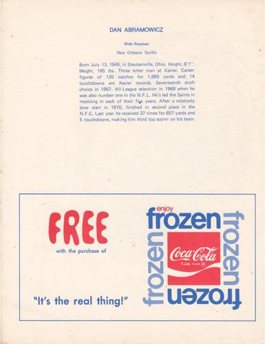 1972 Coca-Cola #NNO Dan Abramowicz Back