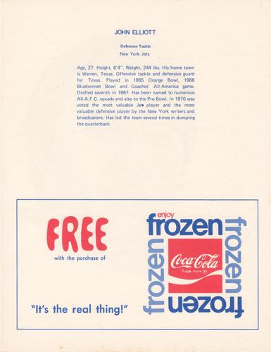 1972 Coca-Cola #NNO John Elliott Back