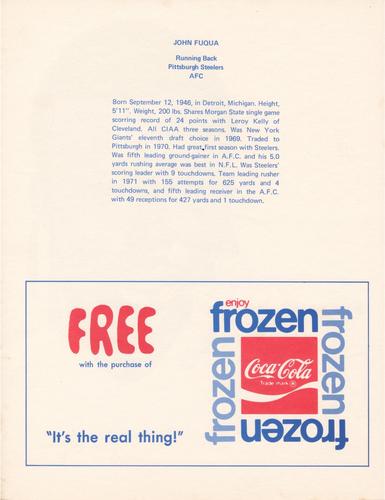 1972 Coca-Cola #NNO John Fuqua Back